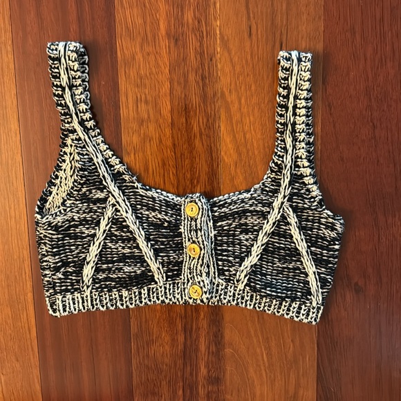 Re/Done Button Button Down Knitted Bra Top - Picture 3 of 5